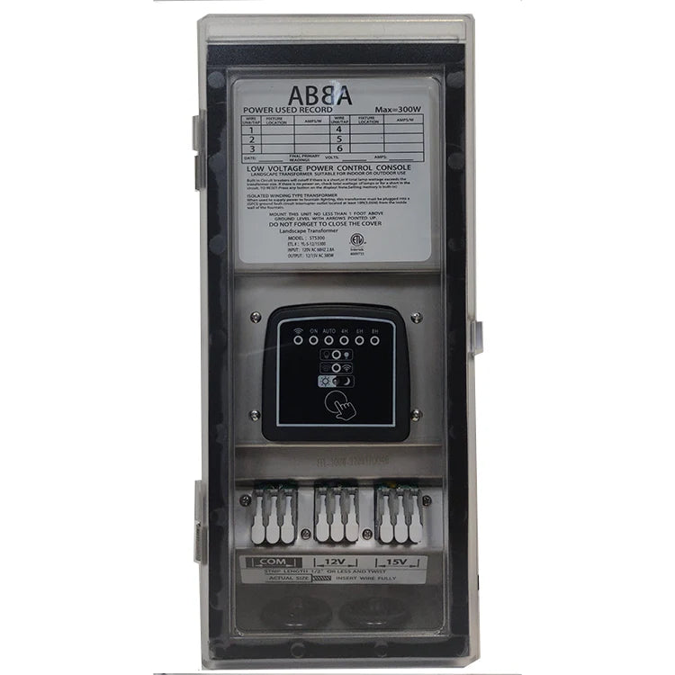 300W Stainless Steel Smart WI-FI 12V, 15V Low Voltage Transformer with Photocell & Timer IP65