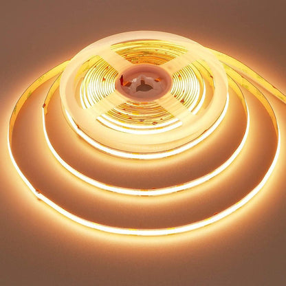 16ft/32ft/82ft Dotless Single Color Linear 8mm 3.4W/ft / 4.5W/ft 10mm LED Strip Lights Low Voltage FCOB DC24V Tape Light