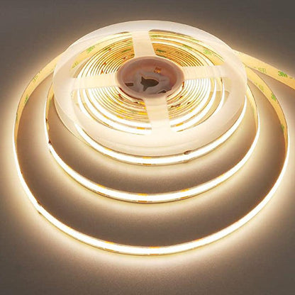 16ft/32ft/82ft Dotless Single Color Linear 8mm 3.4W/ft / 4.5W/ft 10mm LED Strip Lights Low Voltage FCOB DC24V Tape Light