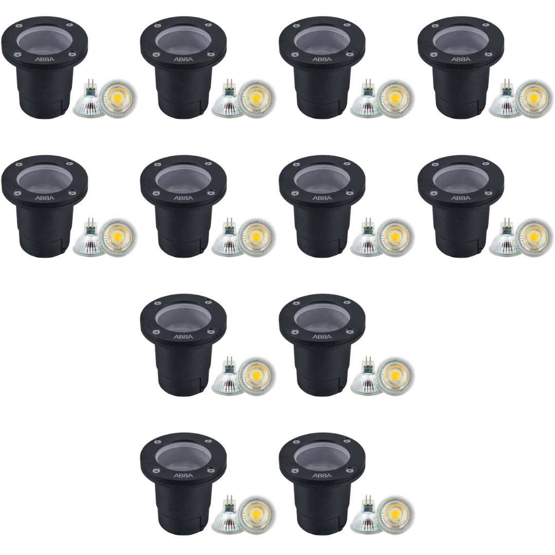 4x/8x/12x Package Cast Aluminum 12V Low Voltage Round LED In-ground Well Light IP65 Waterproof with 5W 3000K Bulb