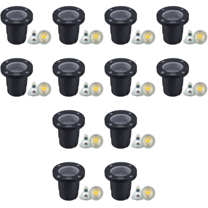 4x/8x/12x Package Cast Aluminum 12V Low Voltage Round LED In-ground Well Light IP65 Waterproof with 5W 3000K Bulb