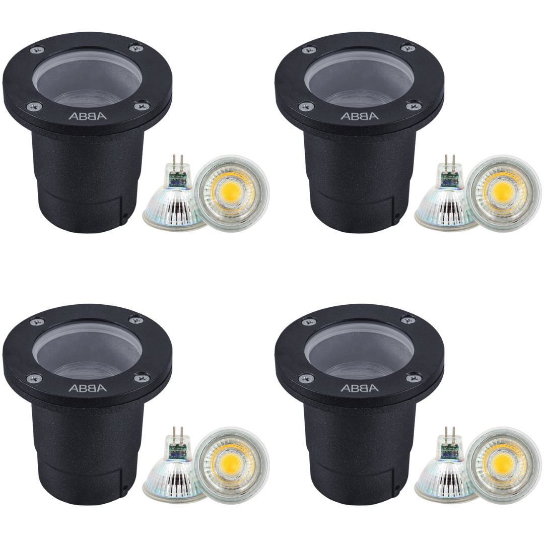 4x/8x/12x Package Cast Aluminum 12V Low Voltage Round LED In-ground Well Light IP65 Waterproof with 5W 3000K Bulb