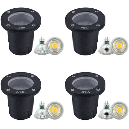 4x/8x/12x Package Cast Aluminum 12V Low Voltage Round LED In-ground Well Light IP65 Waterproof with 5W 3000K Bulb
