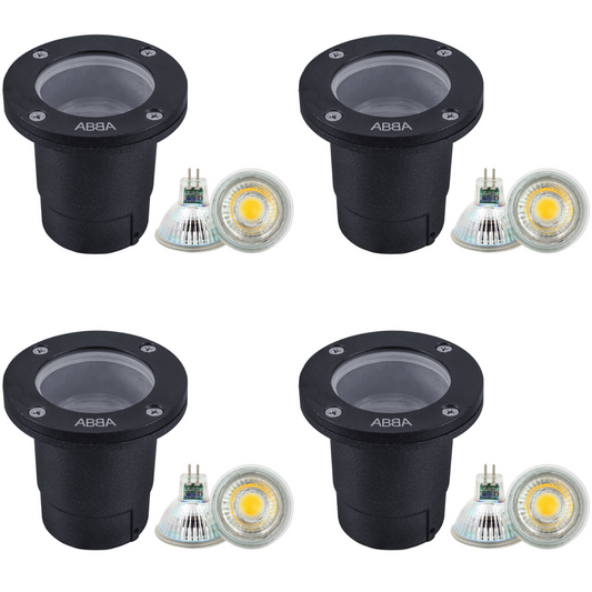 4x/8x/12x Package Cast Aluminum 12V Low Voltage Round LED In-ground Well Light IP65 Waterproof with 5W 3000K Bulb