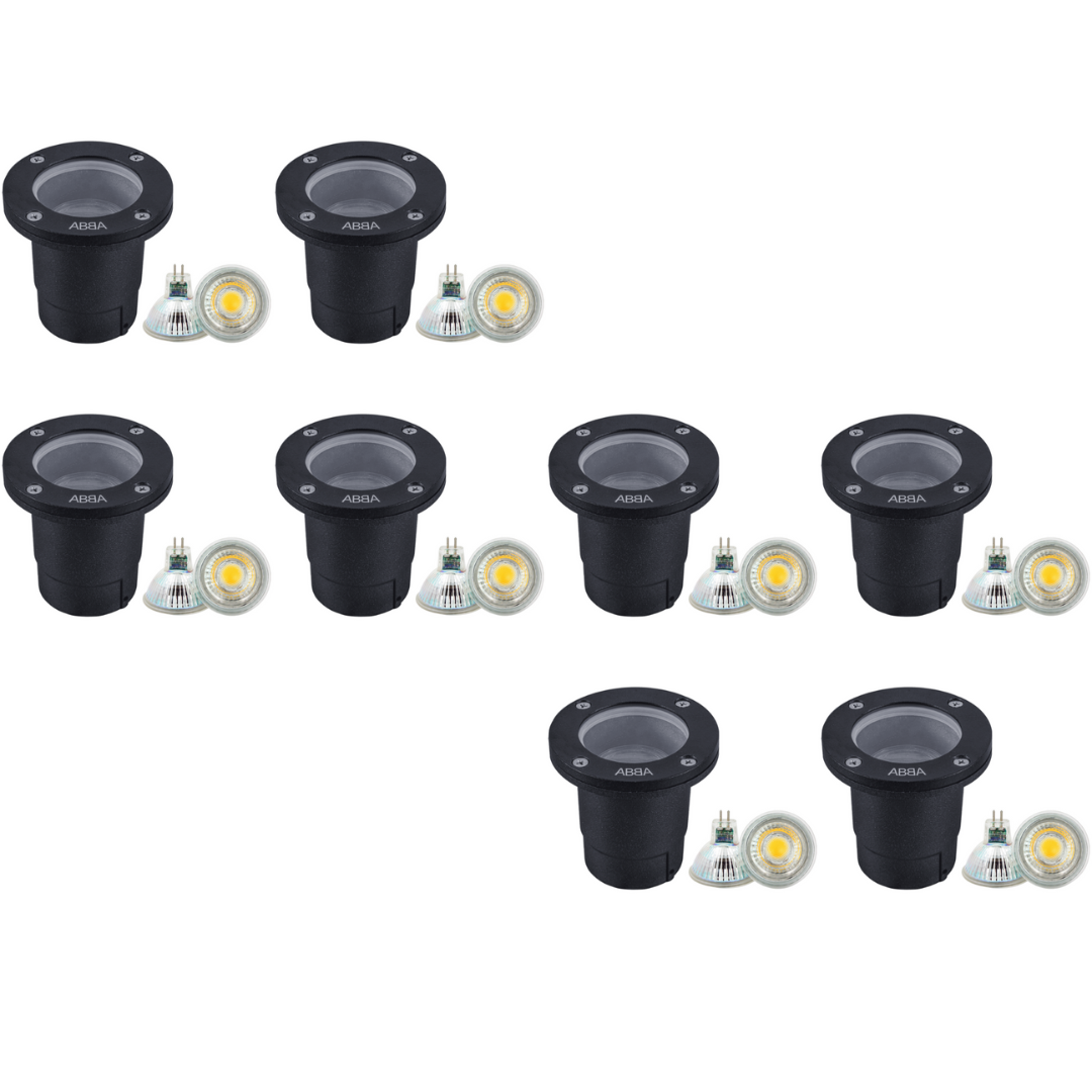 4x/8x/12x Package Cast Aluminum 12V Low Voltage Round LED In-ground Well Light IP65 Waterproof with 5W 3000K Bulb