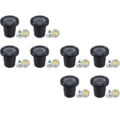 4x/8x/12x Package Cast Aluminum 12V Low Voltage Round LED In-ground Well Light IP65 Waterproof with 5W 3000K Bulb
