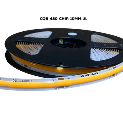 16ft/32ft/82ft Dotless Single Color Linear 8mm 3.4W/ft / 4.5W/ft 10mm LED Strip Lights Low Voltage FCOB DC24V Tape Light