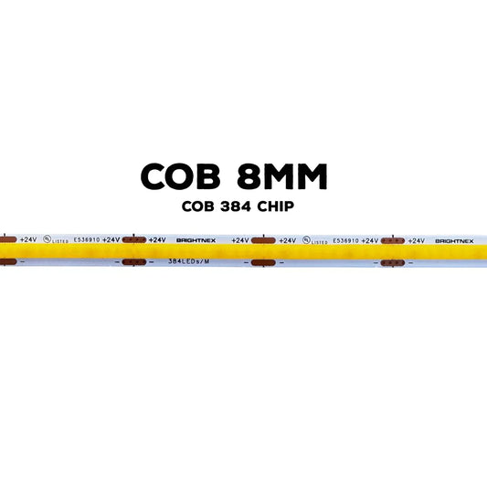 16ft/32ft/82ft Dotless Single Color Linear 8mm 3.4W/ft / 4.5W/ft 10mm LED Strip Lights Low Voltage FCOB DC24V Tape Light