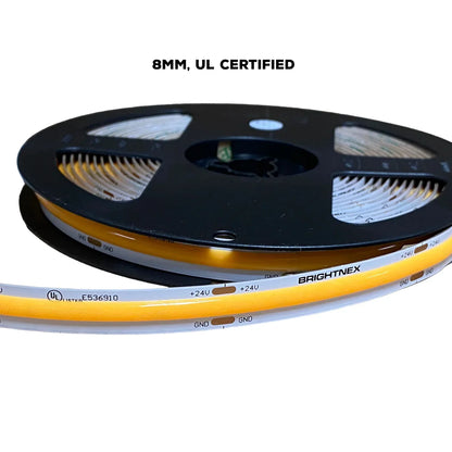 16ft/32ft/82ft Dotless Single Color Linear 8mm 3.4W/ft / 4.5W/ft 10mm LED Strip Lights Low Voltage FCOB DC24V Tape Light