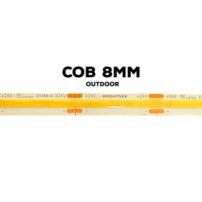 16ft/32ft/82ft Dotless Single Color Linear 8mm 3.4W/ft / 4.5W/ft 10mm LED Strip Lights Low Voltage FCOB DC24V Tape Light