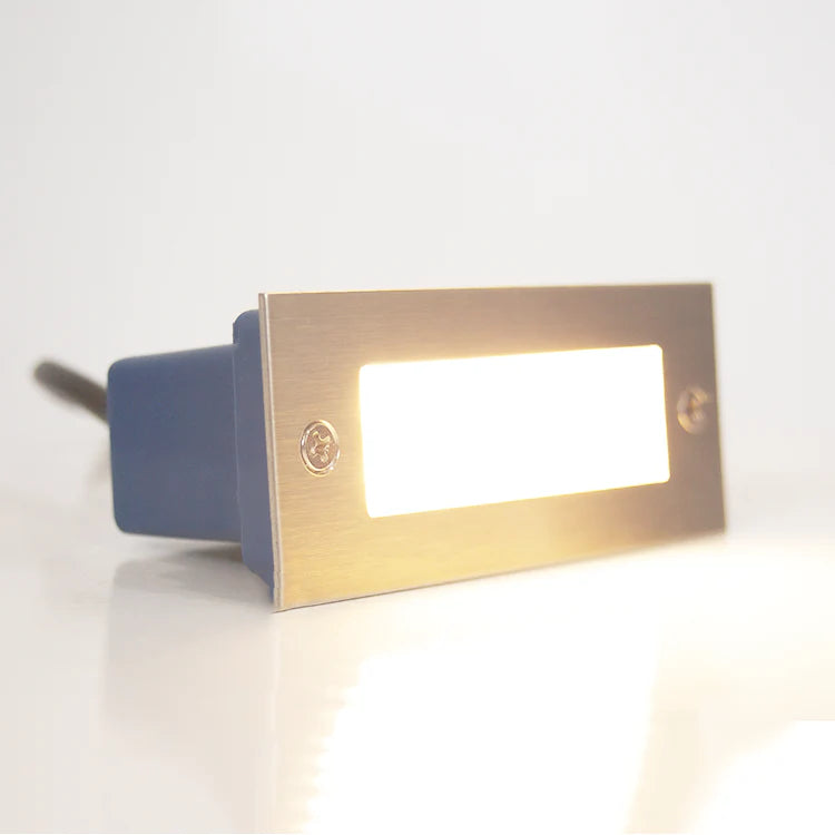 12V Low Voltage Outdoor Recessed Stainless Steel Brick Wall Light 3000K Warm White Integrated LED Step/ Stair Lighting Fixture